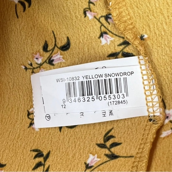Jeanswest Blouse Top Blouse Mustard Yellow Floral Long Sleeve Size M 12 - Picture 7 of 9